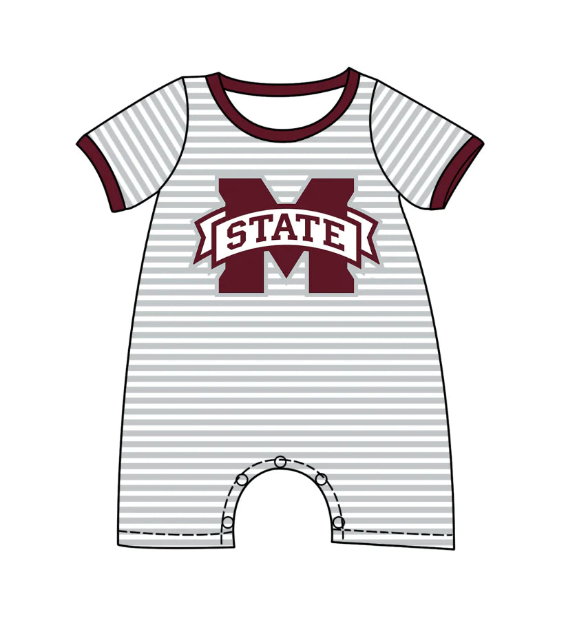 ( Moq 5 ) Baby Boys Kids Short Sleeves Stripes M State Team Romper