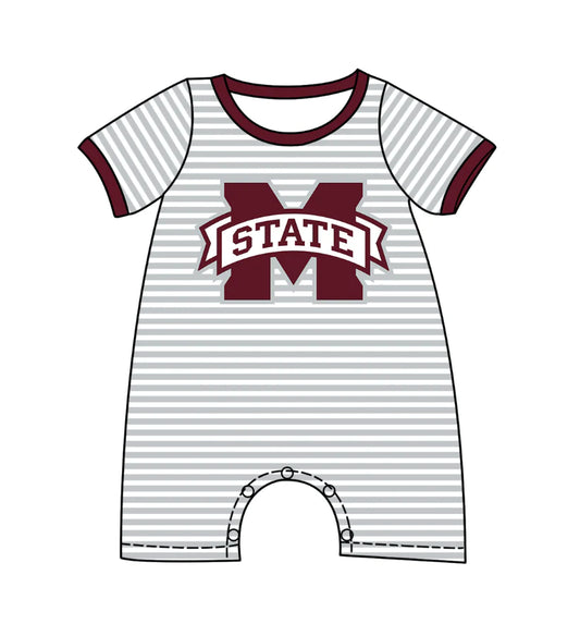 ( Moq 5 ) Baby Boys Kids Short Sleeves Stripes M State Team Romper
