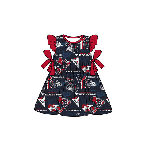 Baby Girl Infant Short Sleeves Cow Team Knee Length Dress Moq 5