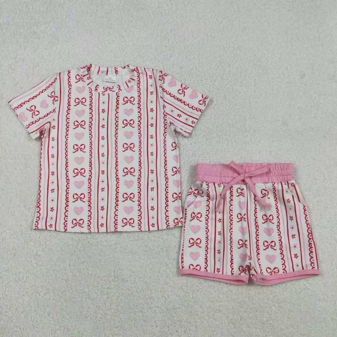 Sibling Baby Girls Kids Bows Hearts Flower Zipper Romper Valentine Sets RTS
