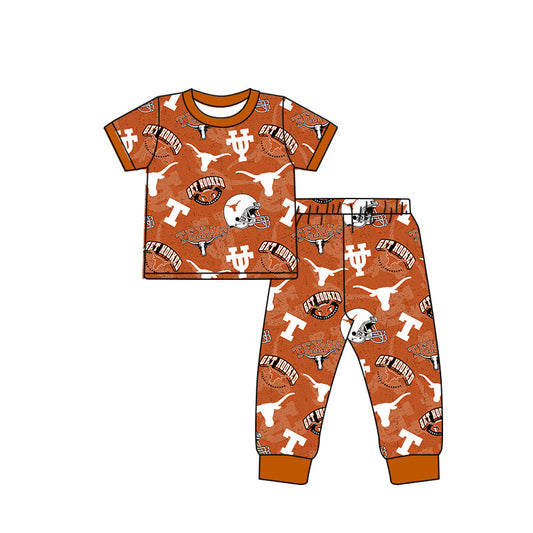 Baby Boy Short Sleeves Cows Team Shirt Pants Pajamas Set ( Moq 5 )