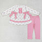 Baby Girl Long Sleeves Bows Tunic Pink Legging Pants Christmas Set