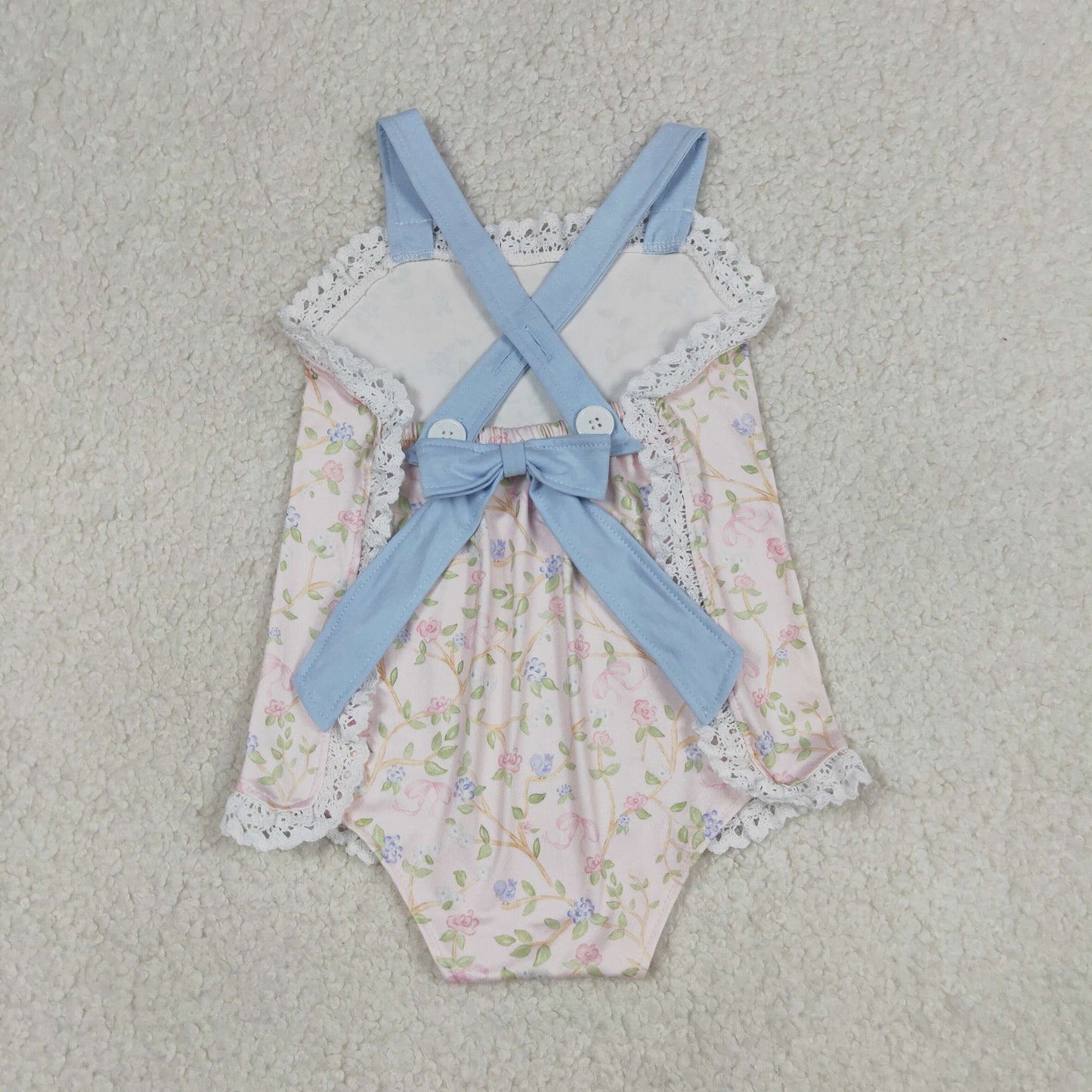 Baby Girls Infant Floral Bows Sleeveless Bubble Romper Summer Clothes RTS
