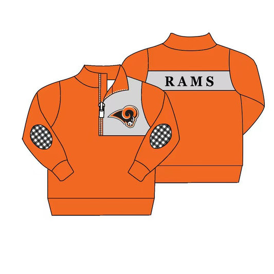 Baby Boy Long Sleeve Orange Zipper Pullover Shirt Team Tops