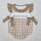 RTS Baby Kids Short Sleeves Daddy's Girl Deer Bows Plaid Bubble Romper