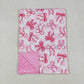 Baby Girl Kids Pink Bows Checked Blanket RTS