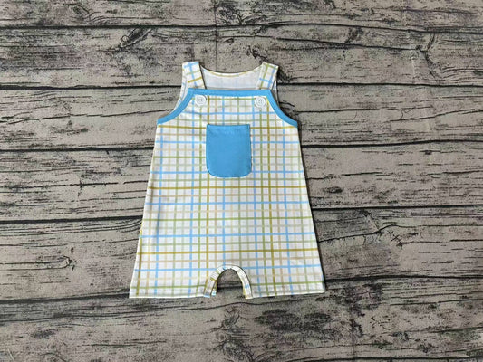 No Moq Pre-order SR0650 Baby Boy Pocket Plaid One Piece Romper