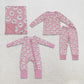 Sibling Baby Girls Kids Pink Long Sleeves Zipper Romper Sets Pajamas Blankets Christmas Clothes RTS