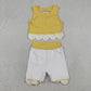 Baby Girls Yellow Sleeveless Tops Bows Skirt Shorts Yoga Clothes Set RTS