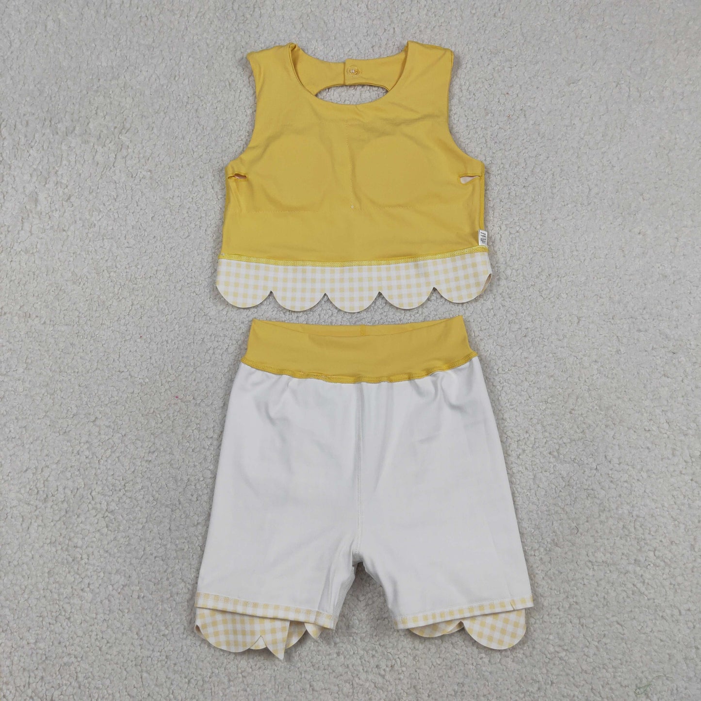 Baby Girls Yellow Sleeveless Tops Bows Skirt Shorts Yoga Clothes Set RTS