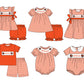 Baby Boy Team Orange Checkered Tops Cotton Shorts Set