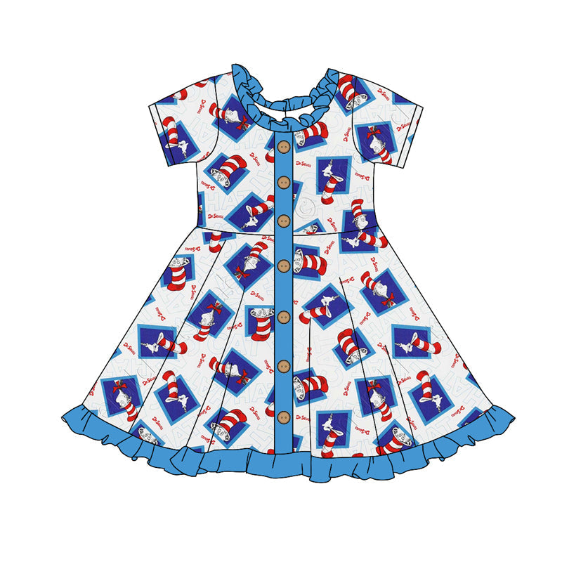 Baby Girl Kids Dr Reading Short Sleeves Knee Length Dress Clothes Moq 5