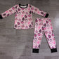 Baby Girls Kids Long Sleeves Pink Pumpkins Flower Shirt Pants Pajamas Set Fall Clothes RTS