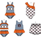 ( Moq 5 Each Style ) Baby Boys Girls Sibling Team Sets Swimsuits Football Clothes