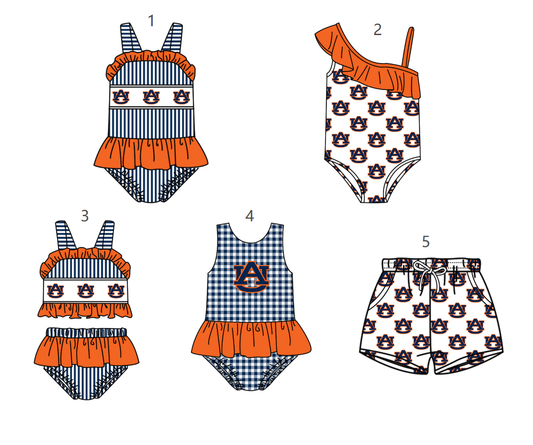 ( Moq 5 Each Style ) Baby Boys Girls Sibling Team Sets Swimsuits Football Clothes