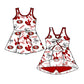 ( Moq 5 Each Style ) Baby Girls Toddler Red Bows Team Sibling Shorts Dresses Set Summer Clothing