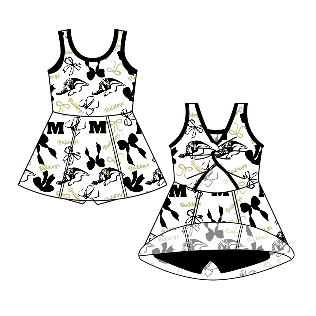 ( Moq 5 each style ) Baby Girl Toddler Dogs Team Bows Sibling Dress Set