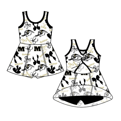 ( Moq 5 each style ) Baby Girl Toddler Dogs Team Bows Sibling Dress Set