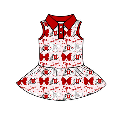 ( Moq 5 each style ) Baby Girl Toddler U Team Bows ‌Sibling Dress Set