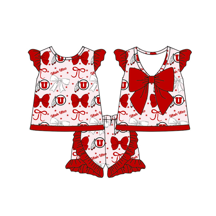 ( Moq 5 each style ) Baby Girl Toddler U Team Bows ‌Sibling Dress Set