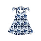 ( Moq 5 each style ) Baby Boy Girl Toddler Team Blue Bows Sibling Shirt Dress Set