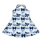 ( Moq 5 each style ) Baby Boy Girl Toddler Team Blue Bows ‌Sibling Dress Set
