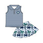 ( Moq 5 each style ) Baby Boy Girl Toddler Team Green Blue Bows ‌Sibling Dress Set 6.17