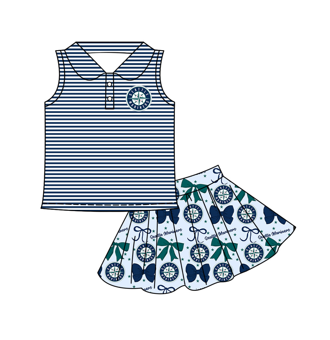 ( Moq 5 each style ) Baby Boy Girl Toddler Team Green Blue Bows ‌Sibling Dress Set 6.17