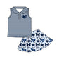 ( Moq 5 each style ) Baby Boy Girl Toddler Team Blue Bows Sibling Shirt Dress Set