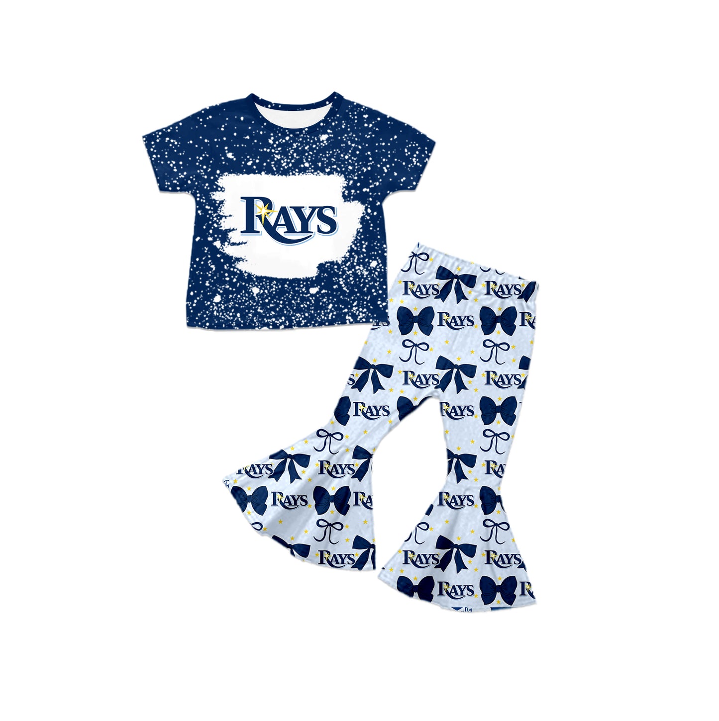 ( Moq 5 each style ) Baby Boy Girl Toddler Team Blue Bows ‌Sibling Dress Set