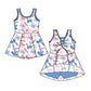 ( Moq 5 each style ) Baby Girl Toddler LR Team Bows ‌Sibling Dress Set
