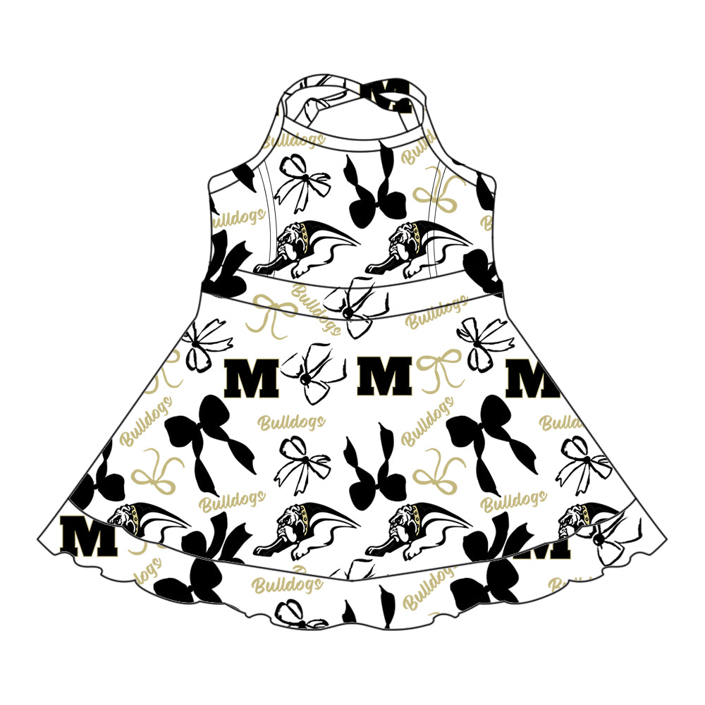 ( Moq 5 each style ) Baby Girl Toddler Dogs Team Bows Sibling Dress Set
