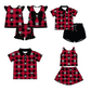( Moq 5 each style ) Baby Boy Girl G Team Black Red Plaid Sibling Shirt Set