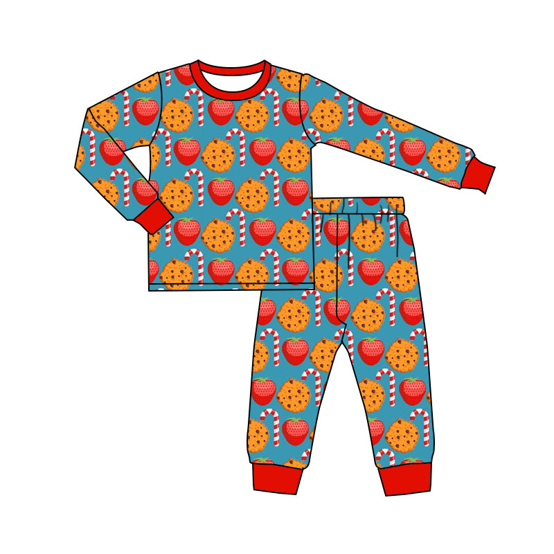 Baby Boy Christmas Cake Strawberry Candy Shirt Pants Pajamas Set