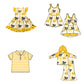 ( Moq 5 each style ) Baby Boy Girl Toddler Team Bows ‌Yellow Sibling Shirt Dress Set 6.17
