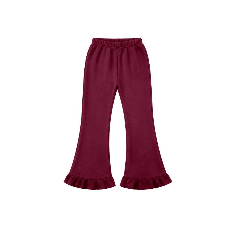 ( Moq 5 ) Baby Girls Kids Dark Red Ruffle Pants Bottoms Cotton Clothes