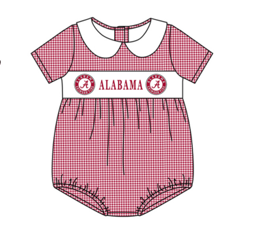 Baby Girl Infant A Team Red Plaid Romper