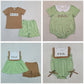 Sibling Baby Boys Girls Embroidery Ducks Green Stripes Rompers Sets Summer Clothes RTS