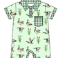 Baby Boy Girl Ducks Green Plaid Sibling Matching Green Dress Romper Clothes Set ( Moq 5 Each style )