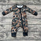 Baby Boy Long Sleeves Brown Camo Fall Zipper Bamboo Romper