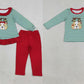 Sibling Baby Boys Girls Kids Embroidery Dog Stripes Tops Red Pants Sets Christmas Clothes RTS
