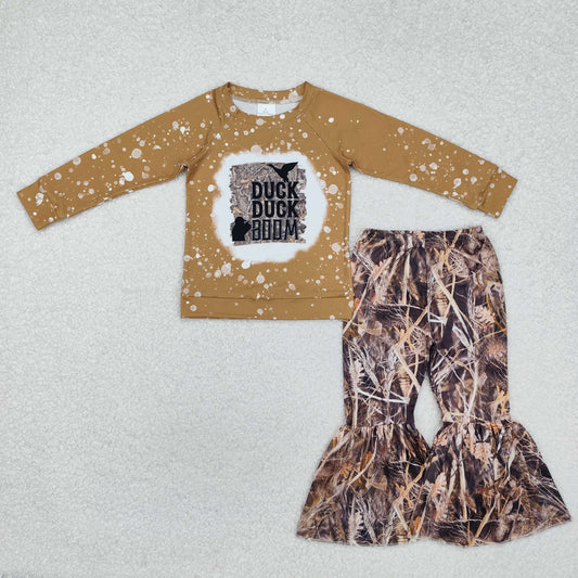 Baby Girl Long Sleeves Duck Shirt Camo Bell Pants Set