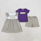 Sibling Baby Boys Girls Embroidery Anchors Donuts Masks Plaid Dress Mardi Gras Set RTS