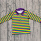 Baby Boys Kids Long Sleeves Mardi Gras Strips Polo Pullover Shirt Tops RTS