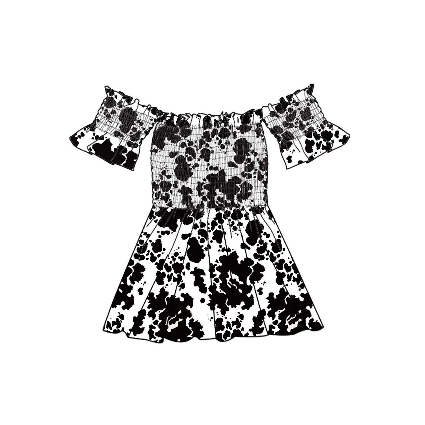 Moq 3 Pre-order GSD0960 Baby Girl Cow Print Western Dress