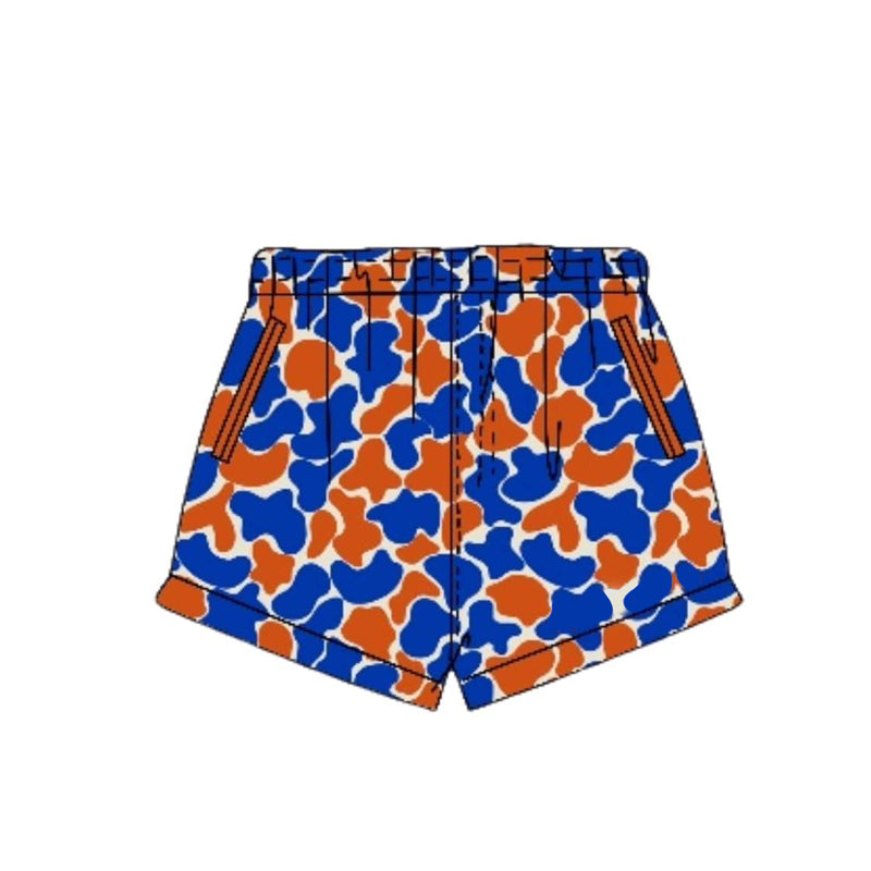 ( Moq 5 ) Preorder Baby Boys Kids Orange Blue Camo Pockets Shorts Bottoms Team Clothes
