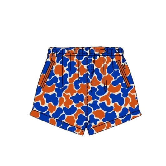 ( Moq 5 ) Preorder Baby Boys Kids Orange Blue Camo Pockets Shorts Bottoms Team Clothes