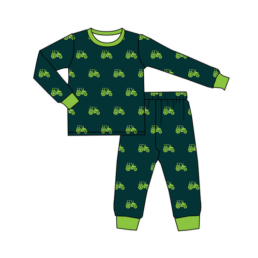 Baby Boy Toddler Long Sleeves Shirt Tractors Pants Farm Pajamas Set