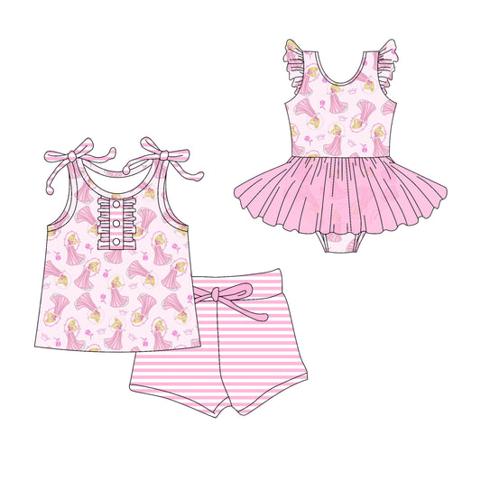 Baby Girl Princess Pink Stripes Sibling Tulle Romper Set ( Moq 5 Each Style ) 3.10