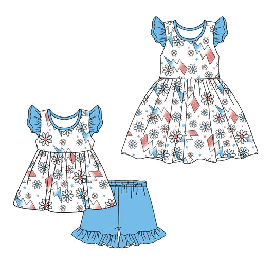 Baby Girl Short Sleeves Flower Sibling Dress Set ( Moq 5 Each Style ) 12.21